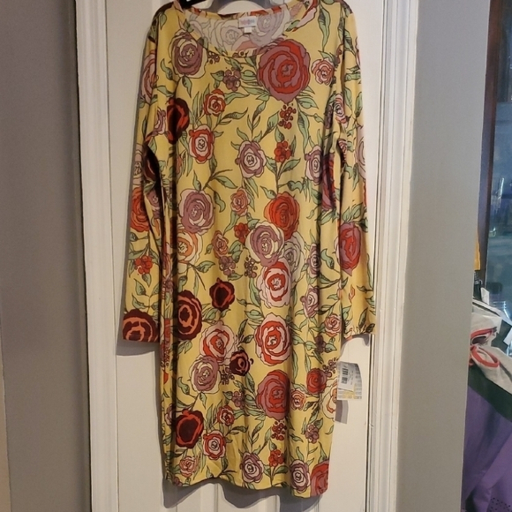 LuLaRoe Debbie  Long Sleeve Dress - Red and Purple Floral